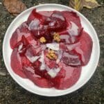 La betterave en carpaccio et sa cuisson au four.