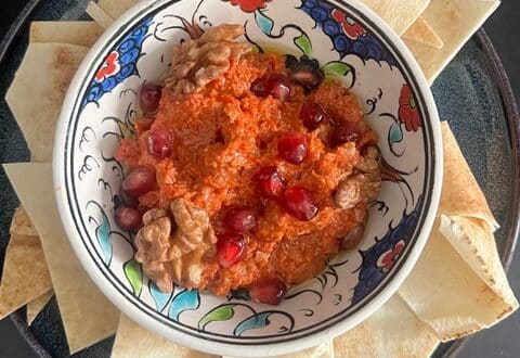 Muhammara le dip de poivrons rouge au noix