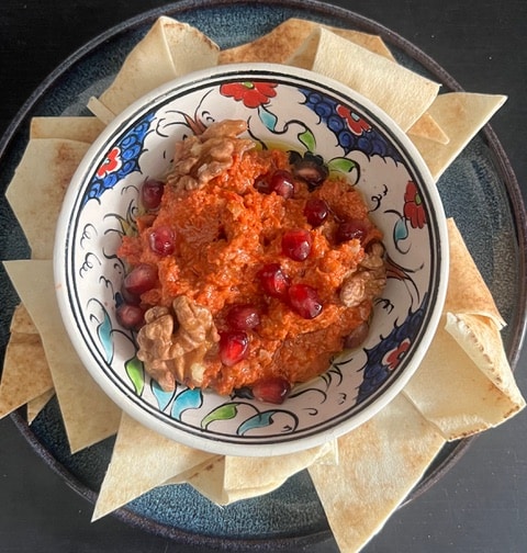 Muhammara le dip de poivrons rouge au noix